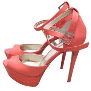 BCBGeneration BG Vix2 Starfish Etched Leather Platform Peep toe Heels 7.5